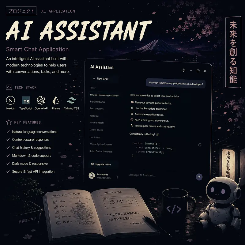Affiche de concept pour une application d’assistant conversationnel