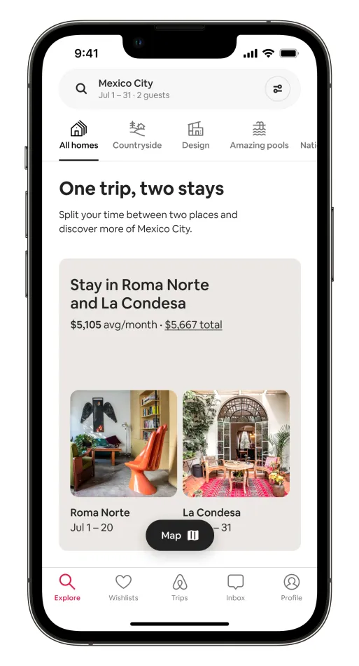 Écran mobile — un voyage réparti sur deux séjours