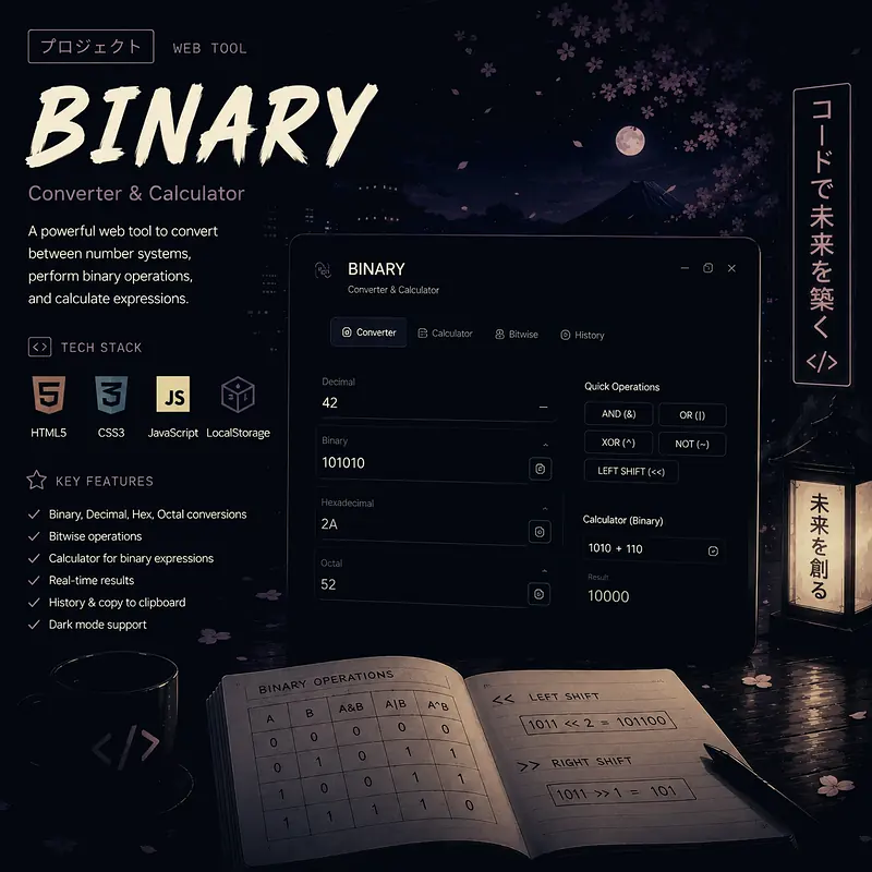 Affiche de concept pour un convertisseur binaire